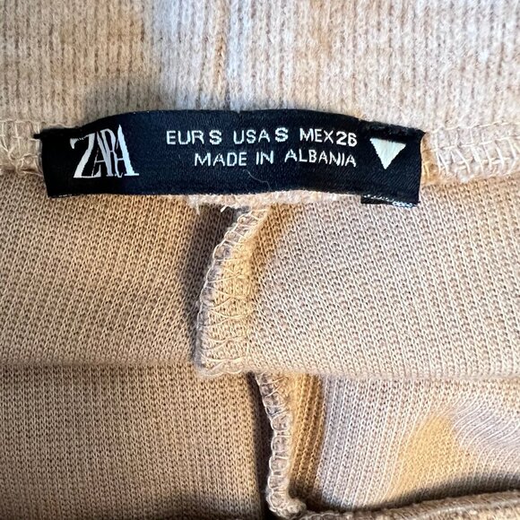NEW Zara Straight Wide Leg Lounger Knit Culottes Pants in Taupe, Size S - Picture 5 of 13